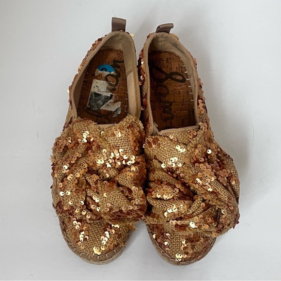 Sam Edelman Women's Cabrera Platform Burlap Gold Sequin Size 10 ⬇️ - Picture 4 of 8